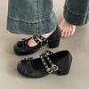 Design Shoes Women's Spring Thick Heel Ballet Bow Heightening Versatile Punk Mary Jane Shoes Women's Ballet Academy Style