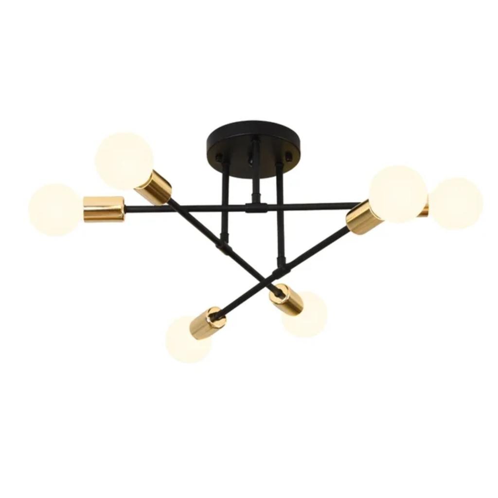 New Elegant, Stylish, and Modern Nordic Black and Gold LED Ceiling Lamp - Contemporary Sputnik Chandelier for Bedroom and Dining