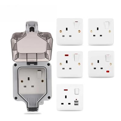 IP66 UK  Standard Outdoor Weatherproof Dustproof  Grounded Power Socket Waterproof Wall Socket With Switch USB