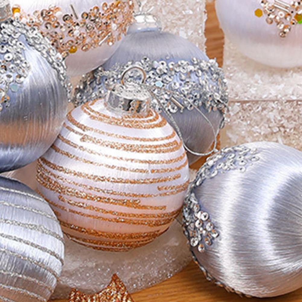 Unique Design Christmas Balls 2 Sizes 6cm 8cm Diameter Shatterproof Flocked Christmas Ornaments Balls Set for Xmas for Home