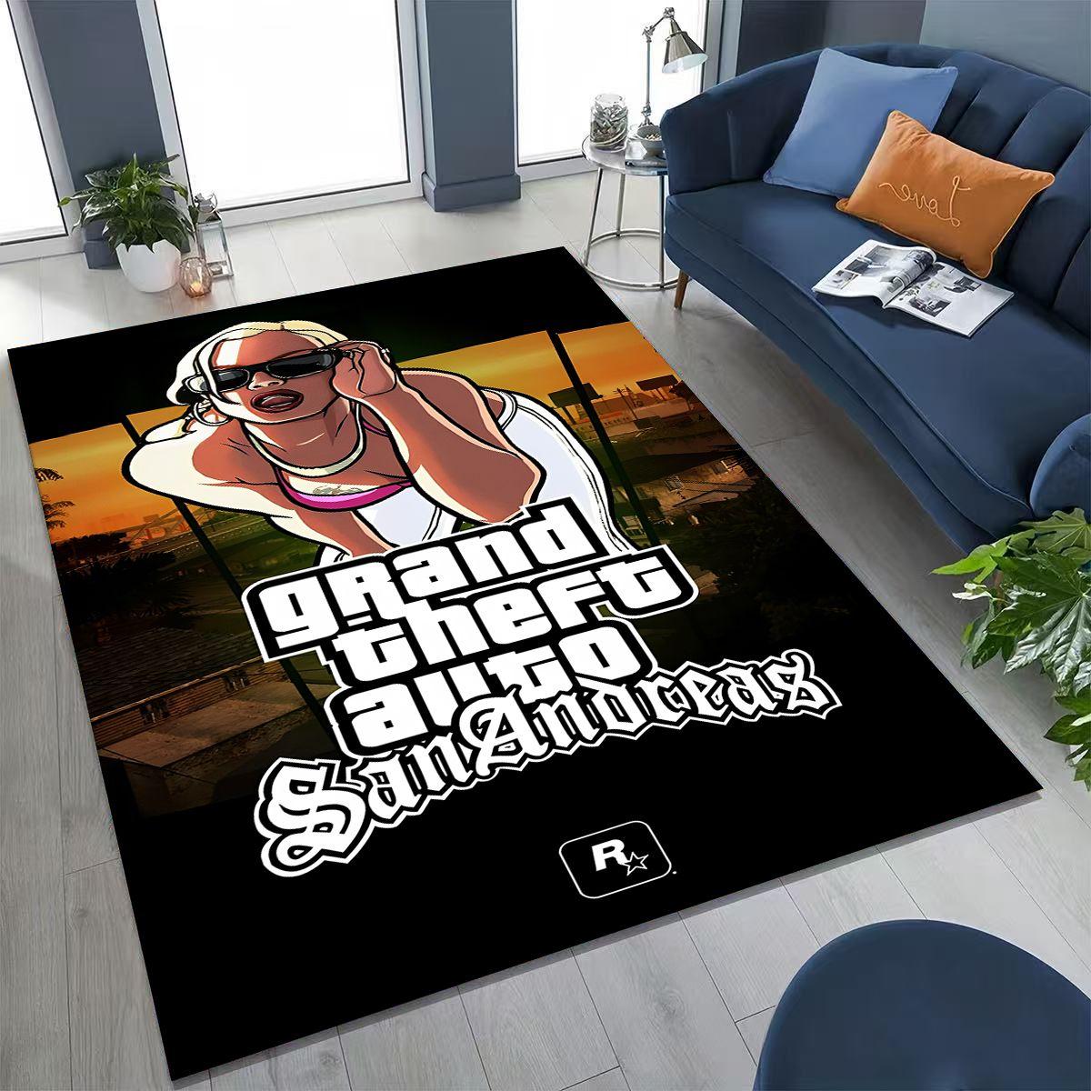 

3D G-GTA Гра Геймер Мультяшний Мото Килим для Спальні Вітальні Дивана Домашній Доріжка Декор, Великий Дитячий Ігровий Нековзкий Килимок для Підлоги Подарунок 70x100cm( 27x39in )
