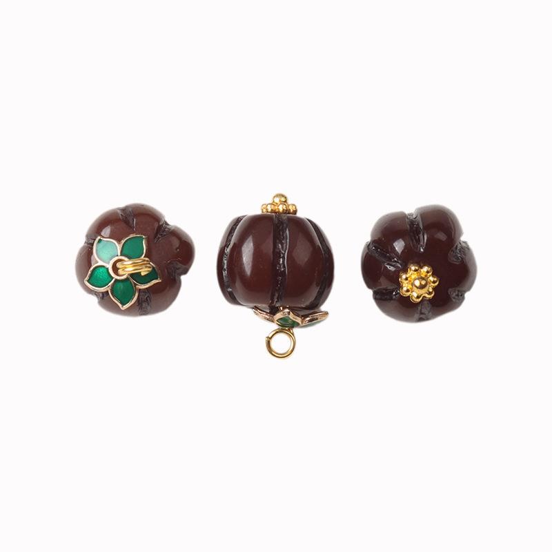 5pcs Color Resin Pumpkin Bead Buttons Chinese Cheongsam Hanfu Tang Style Buttons Cotton And Linen Shirt Cardigan Gold Nail Buttons
