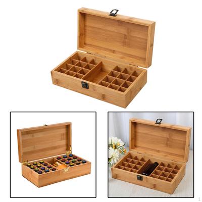 Úložný box na bambusový esenciálny olej, cestovná prezentácia, kapacita 35 fliaš na 5, 10, 15 ml,