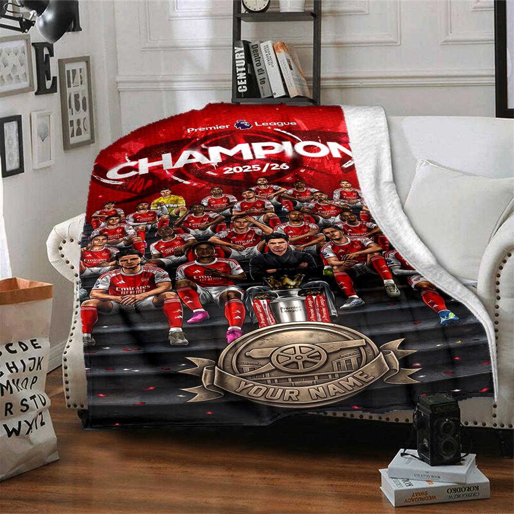 Arsenal Football Player Customize Text Blanket Gift Customizable Blanket Comfortable Perfect for Home Decor Seaside Living Room Picnics
