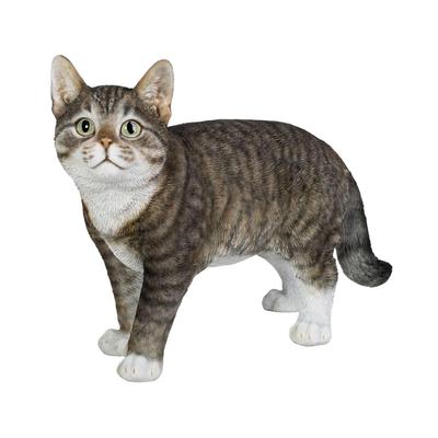 Ubia gående stribet kat (Stor) 32 x 12,8 x 23,5 cm Dukkefigur Pynt Dyr Havepynt Kat H22079-10