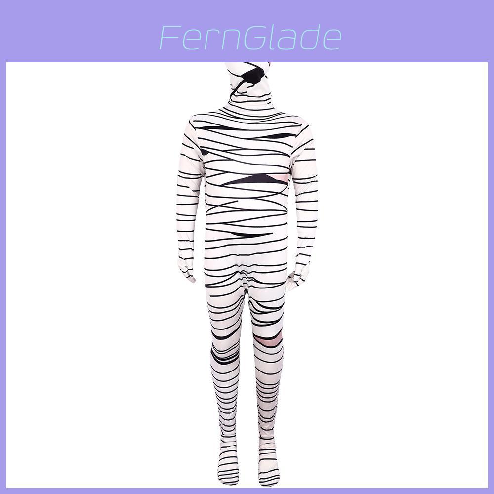 Scary White Mummy Costume For Halloween Cosplay Unisex Polyester Jumpsuit For Kids