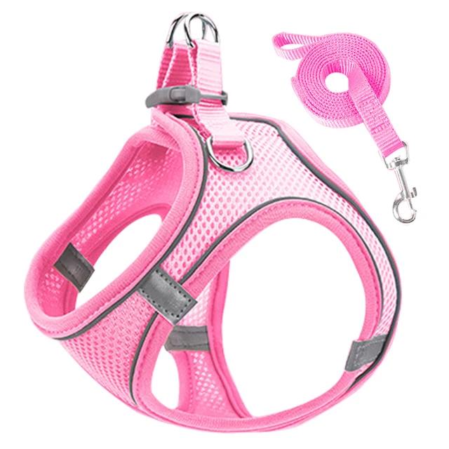 Breathable Mesh Cat Dog Harness And Leash Adjustable Vest Walking Lead Leash Soft  Pet Harness for Cats Small Dogs Pug Chihuahua