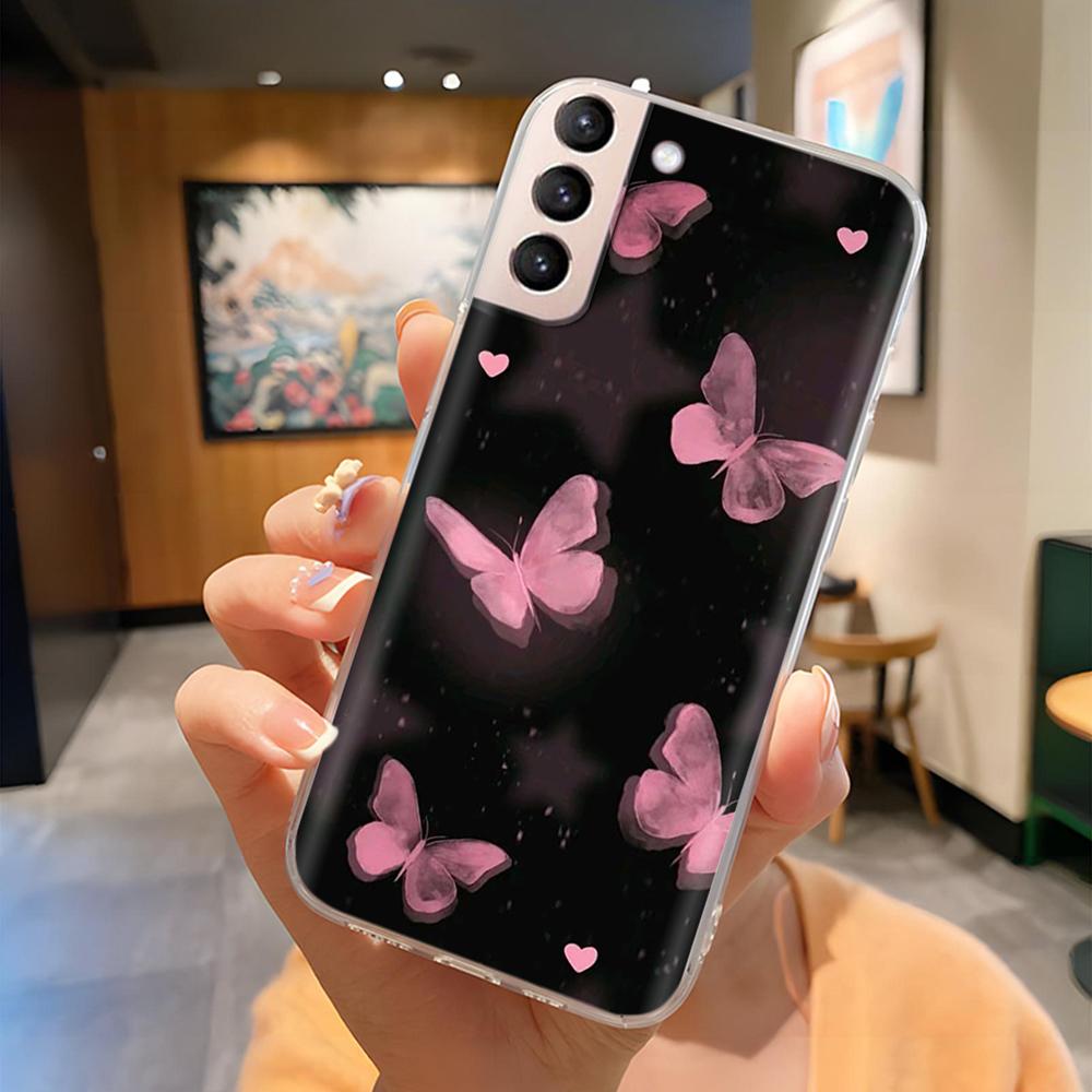 For Samsung S21 FE Plus Ultra Phone Case Butterfly Cat Soft Silicone Cover For Galaxy S21+ S21FE S 21 Protection Funda Coque