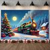 Festive Banner Snowy Scene Holiday Banner Christmas Train Banner Lighted Garland For Outdoor Event Winter Festival Holiday