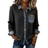 New European and American Style Women's Knitted Spliced Denim Shirt, Casual Versatile Long Sleeve Cardigan Coat for Fall and Winter