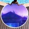 Purple Dreamy Scenery Print Round Beach Towel,Polyester Sand Resistant Beach Blanket,Absorbent Quick Dry Pool Towel Picnic Mat