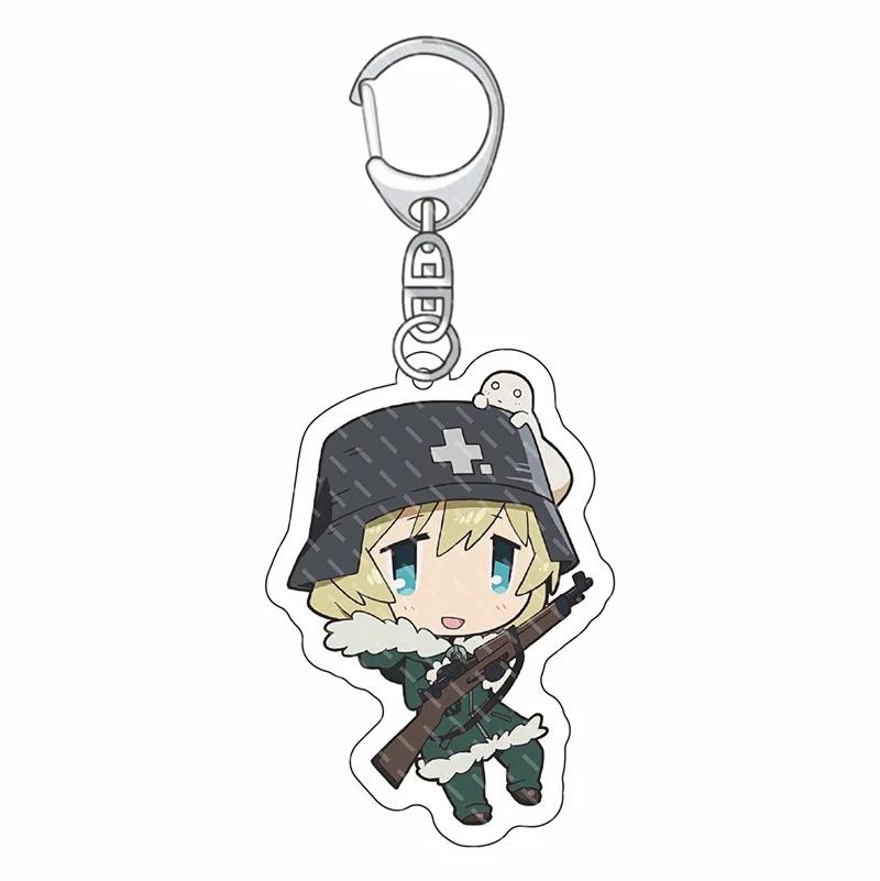 

Fashion Anime Girls Last Tour Keychain Kawaii Chito and Yuri Cartoon Figures Acrylic Pendant Key Chain Backpack Bag Ornament