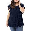 Women's Summer Plus Size Ruffle Sleeve Shirt Top Polka Dot Chiffon Blouse