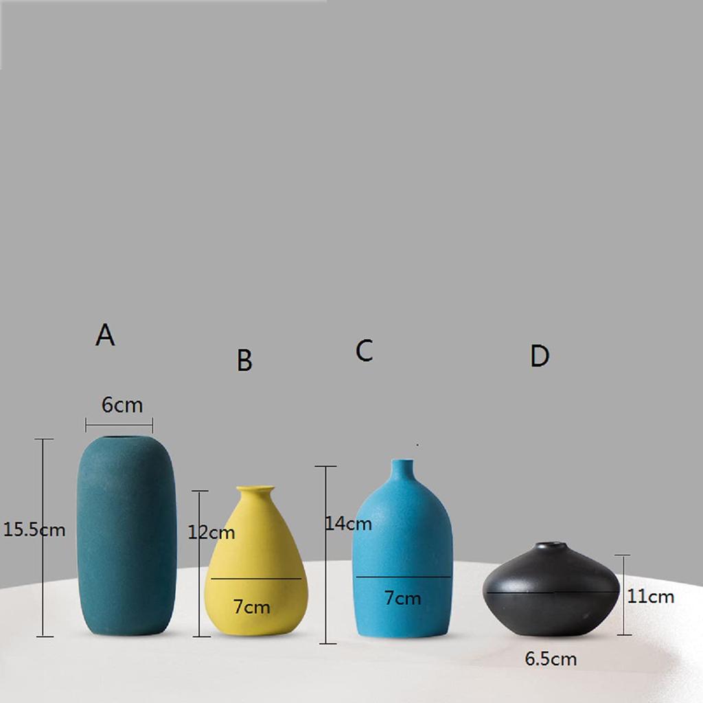 Ceramic Flower Black Flower Home Gift Vase, Mini, Stylish, 3-Piece Set, Small, Japanese-Style, Ceramic, Pot, Decor, (Set-(ABD-3-Piece))