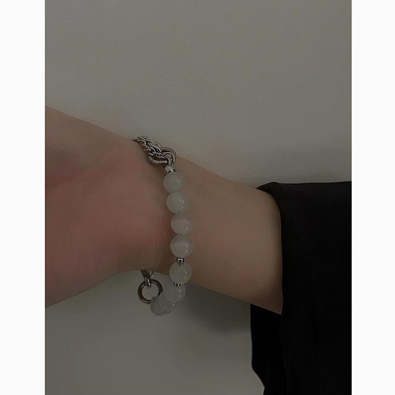 Cat Eye Stone Titanium Steel Bracelet For Women Men Handmade Geometric Fashion Accessory