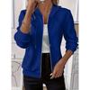 Women Solid Color Loose Long Sleeve Zipper Hooded Knit Jacket
