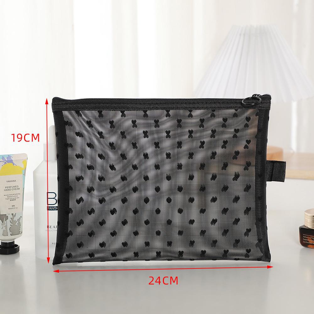 Borsa da Trucco in Rete alla Moda - Custodia Cosmetica Portatile con Design a Cuore
