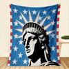 American Flag & Statue of Liberty Flannel Blanket, Patriotic USA Pattern Throw, Soft Cozy for Home Decor, Warm Sofa Couch Gift