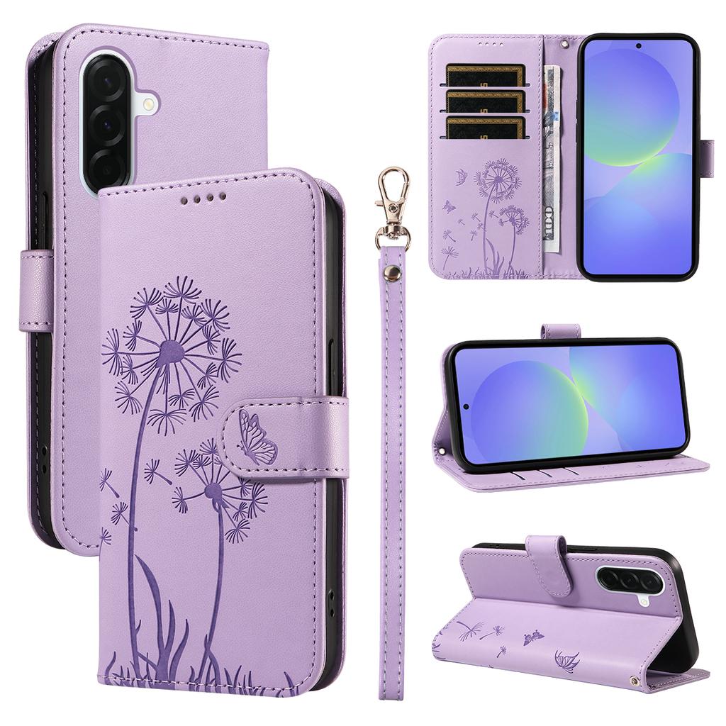 For Samsung Galaxy A37 5G Leather Wallet Case with Strap Dandelion Imprint Phone Stand Cover