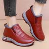 Winter Damen Warme Leder Kurzstiefel Weiche Sohle Zum Hineinschlüpfen Mittleren Alters Mutter Schuhe Schneestiefel Einfarbige Baumwollschuhe.