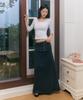 ROSEANNE Contour Foldover Maxi Skirt (Charcoal)