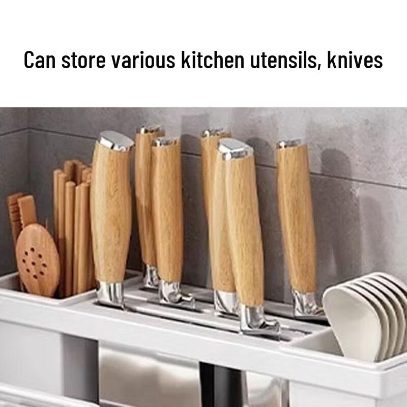 Multifunctional Wall-Mounted Kitchen Organizer with Knife Holder & Chopstick Caddy