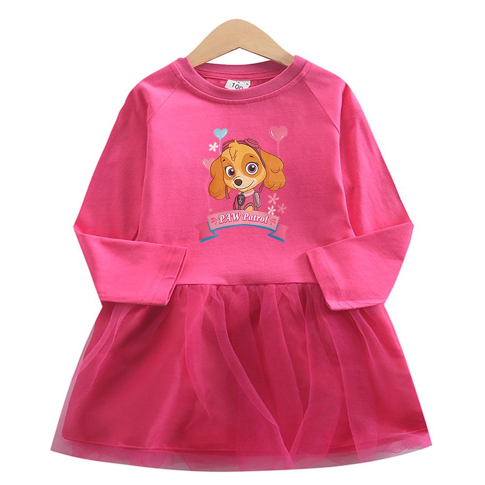 Paw Patrol Girls' Long Sleeve Princess Mesh Dress - Stylish Spring/Autumn Skirt for Kids