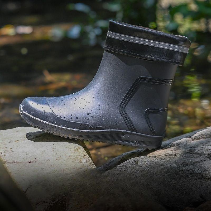 Mid Calf Spring Autumn Farming Men's Rain Boots Original Garden Adult Waterproof and Non-slip Teenagers Wide Toes Gum Male Shoes