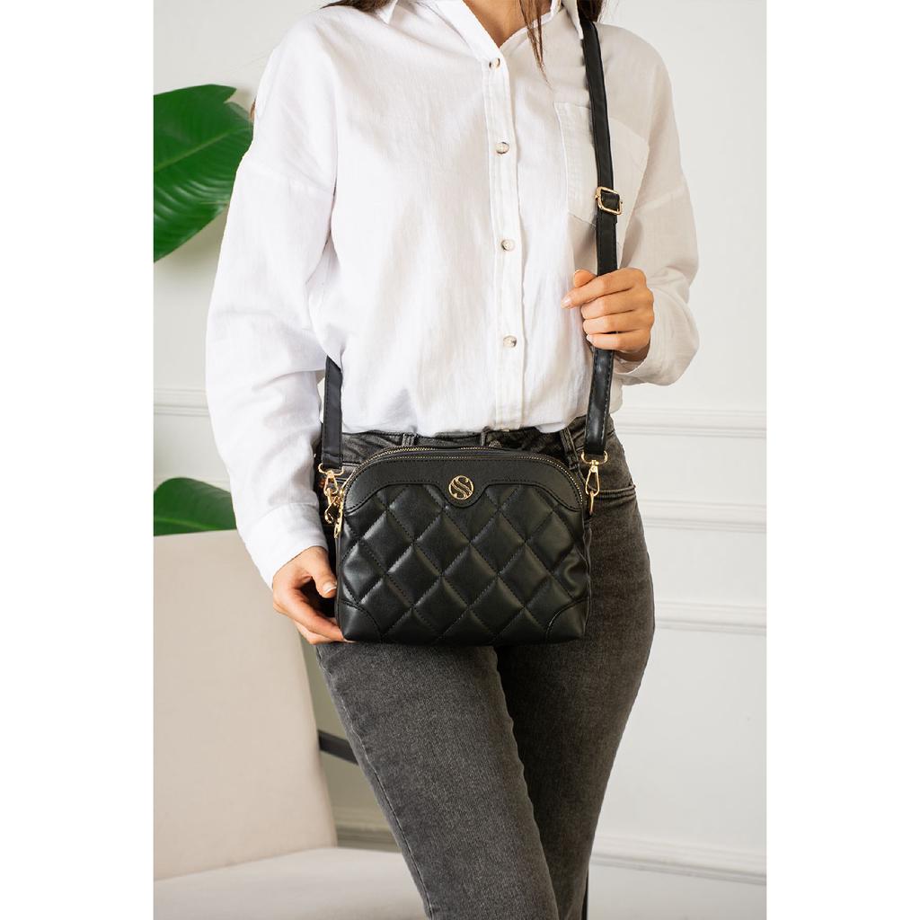 Verstellbare Schulter- und Umhängetasche für Damen mit Kreuzriemen und 4 Fächern