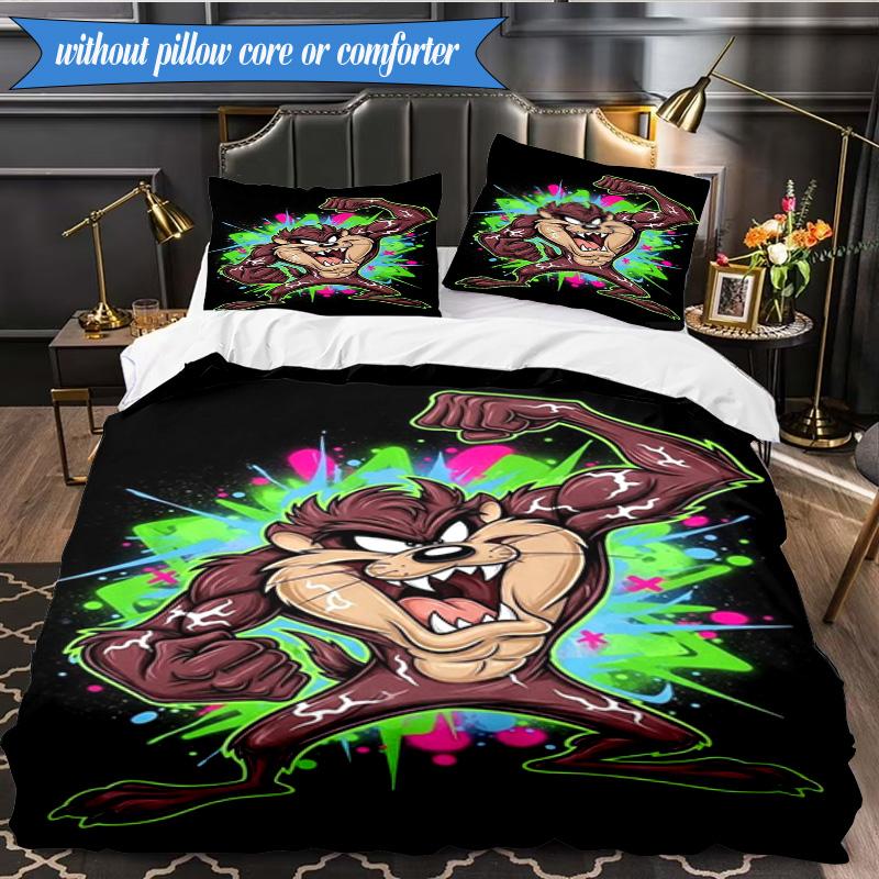 3PCS Tazma-nian Artwork Bedding Set,Including 1pc Duvet Cover And 2pcs Pillowcases Perfect for Bedroom, Dormitory, Fan Christmas gift