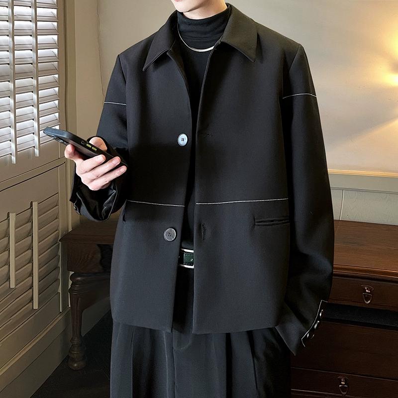 2024 Autumn New Mens Short Jacket Casual Suit Lightweight Loose Windbreaker Spring Lapel Top Regular Length Coats