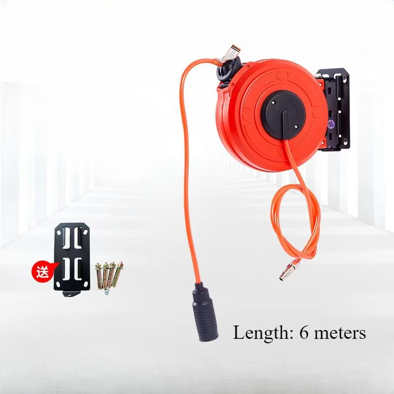 Compressor Hose Reel Retractable 6m Automatic Rewind Tool Commercial Reel With Swivel Bracket Quick Coupler Air Compressor