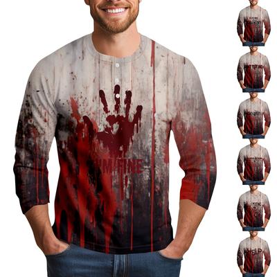Herren Halloween Print Raglan Dralan Dreiviertelarm Lässiges Oberteil
