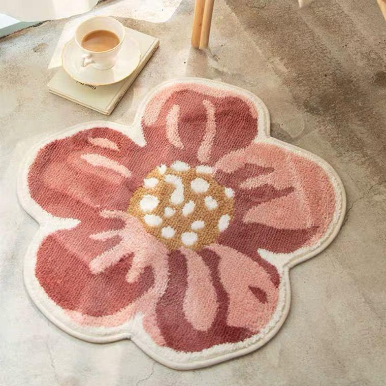 Washable Non-Slip Cartoon Flower Carpet for Bathroom, Living Room, or Balcony