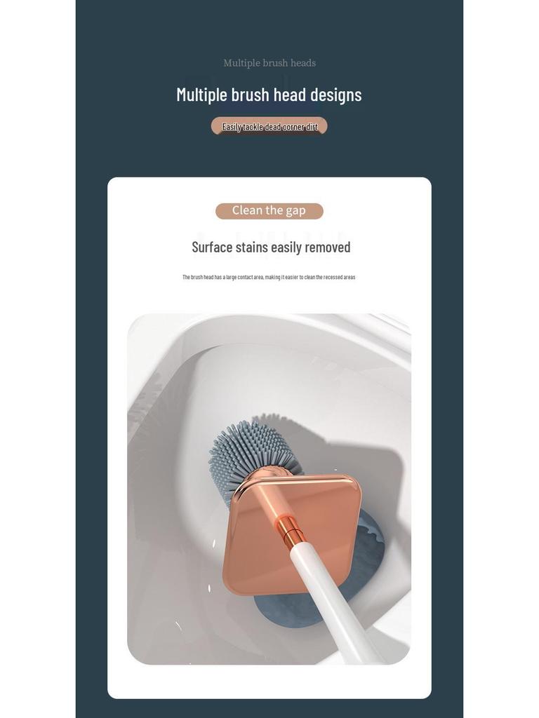 Wall-Mounted Silicone Toilet Brush with Storage Rack - No Dead Angles, Perfect for Bathroom Cleaning