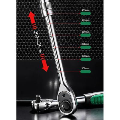 Telescopic Socket Ratchet Wrench for Automotive Repair Adjustable Head Ratchet Set 72 Tooth Quick Release Wrench Manual Tool