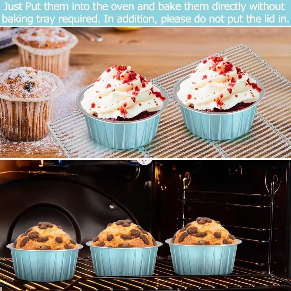50 Unidades Mini Forminhas de Bolo Forminhas de Alumínio para Cupcake Forminhas de Papel para Assar Caixas para Muffins Forminhas de Pudim Antiaderentes para Sobremesa Ferramentas de Cozinha