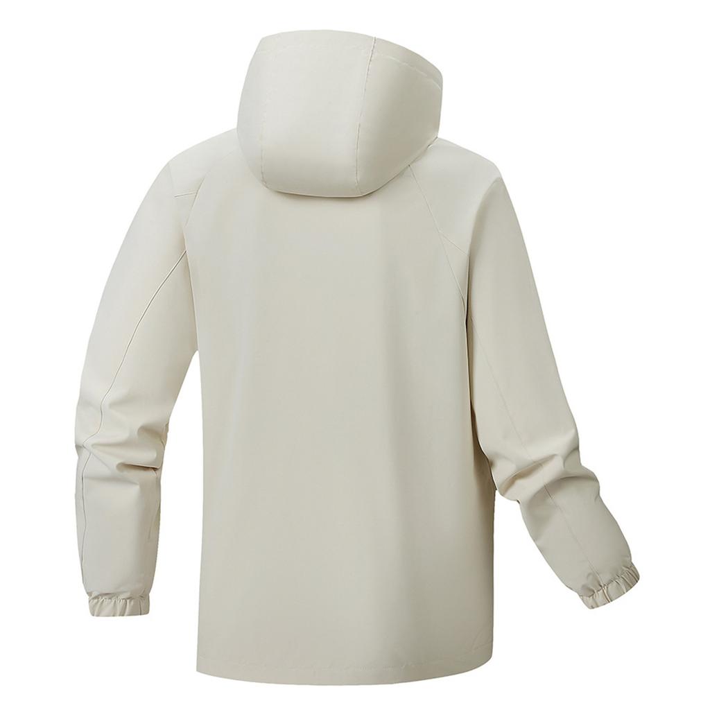 Men's Solid - Color Outerwear Waterproof And Wind - Resistant Hooded Windbreaker, Outdoor Sports Raglan Sleeve Jacket, Men's Fleece - Lined Jacket