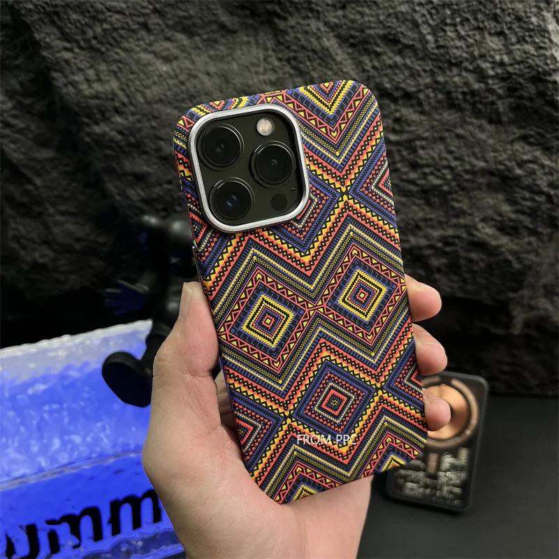 

National Style Case Cover for iPhone 15 16 17 Pro Max Magnetic Magnets Wireless Charging Shell Metal Lens Totem Retro Hard Coque iPhone17