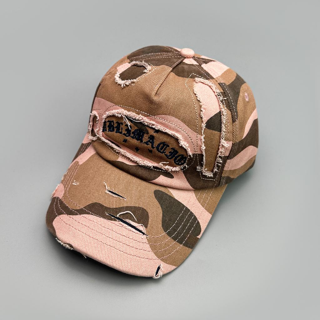American Camouflage Retro Embroidery Sanskrit Baseball Cap Ripped Sunshade Street Retro Cap