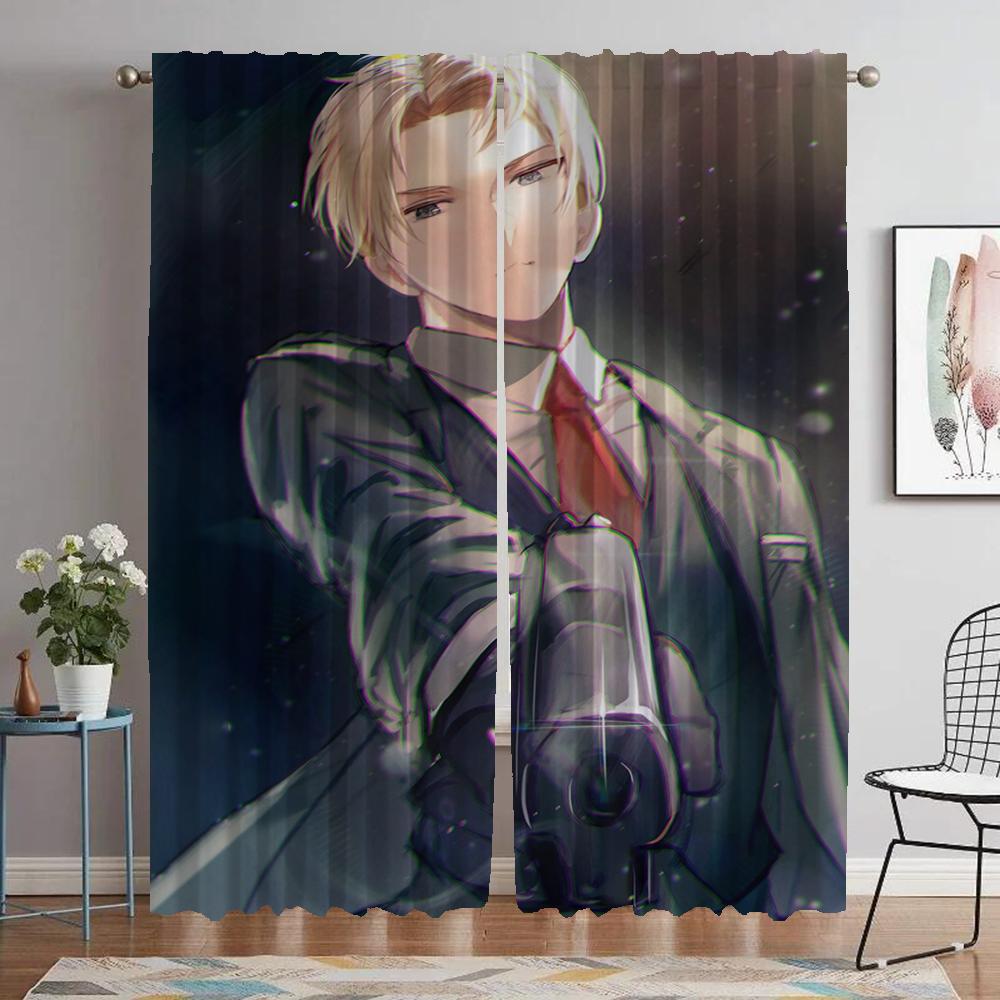 Spy X Family Curtains Child Room Tulle for Bedroom Living Room Curtain Home Interior Curtains 2 Pieces Shades Partition Kitchen