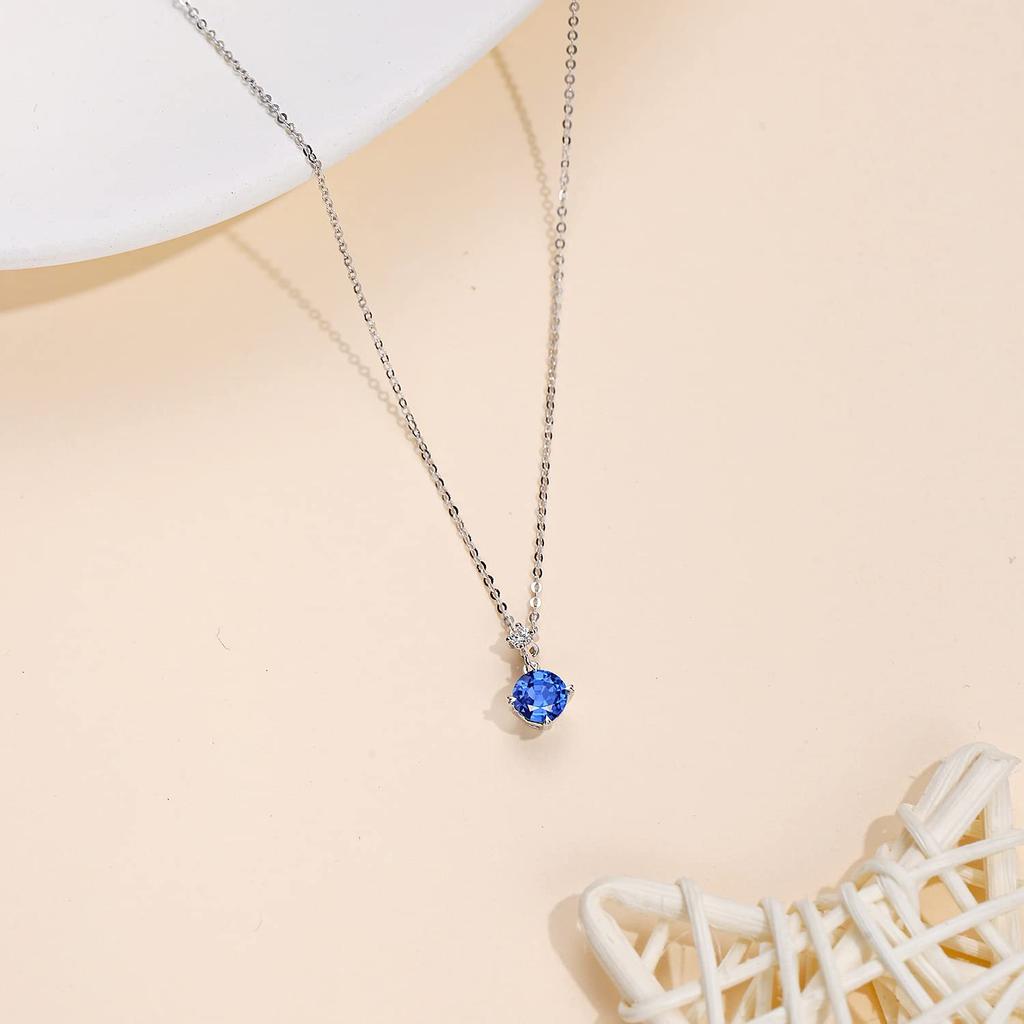 Naszyjnik z platyny z naturalnym diamentem, pojedynczy grudniowy kamień urodzinowy, kołyszący się, rocznicowy, opakowanie na prezent w zestawie [FANCIME] Kobiety, tanzanit, wisiorki,