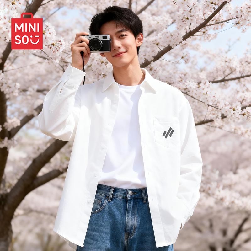MINISO Men's Loose Fit Casual Lapel Shirt