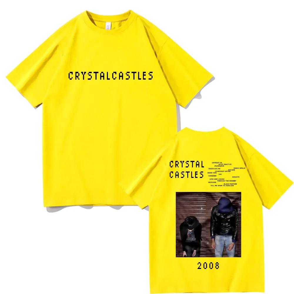 Crystal Castles Doppelseitig Bedruckte T-Shirts Unisex Wounisex Hip Hop Rock Übergroße T-Shirts Herren Gothic T-Shirt Unisexs Vintage T-Shirt B