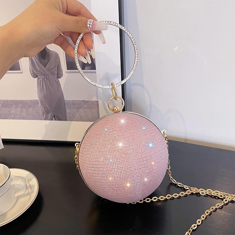 

Круглое кольцо портативные вечерние сумки металлические круглые шарообразные сумки для помады элегантный роскошный клатч кошелек свадебные кошельки розовый