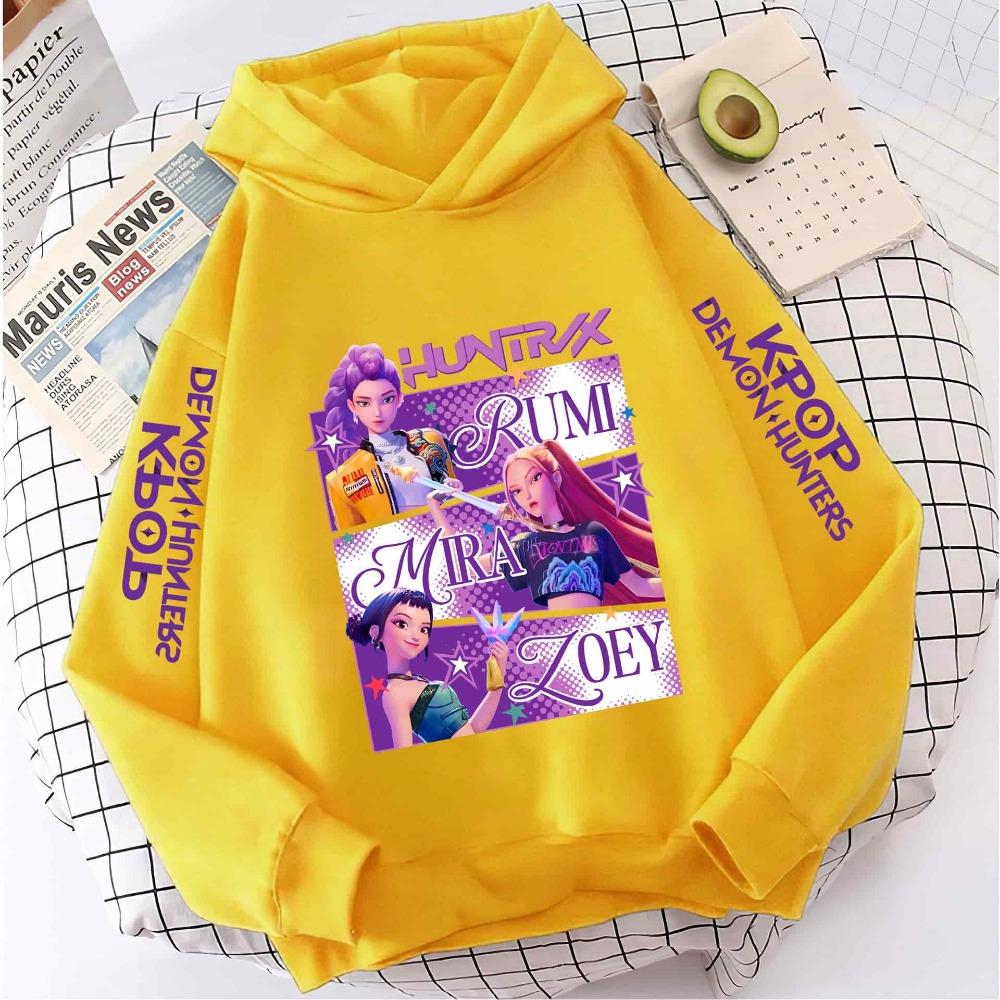 2025 KPop Demon Hunters Hoodie Fashion Rumi Sweatshirt Pullover Cute Long Sleeve Autumn Boys Girls Cartoon Y2K Hoody Sportswear
