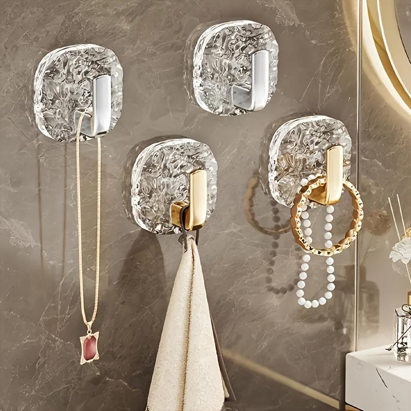 4pcs Self-adhesive Wall Hooks Acrylic Bathroom Hooks for Hanging Waterproof Adhesive Hook Towel Holder Home Accessories