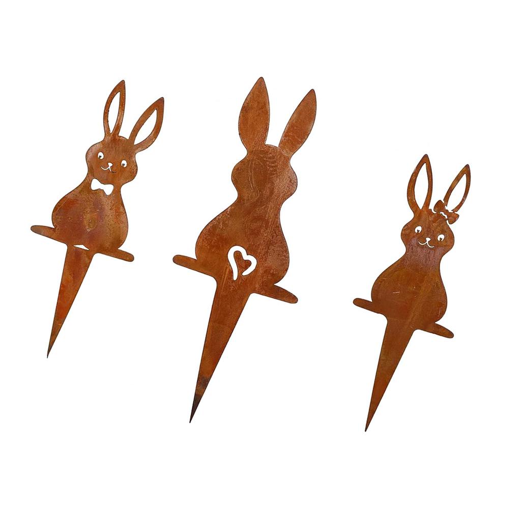 Zardzewiały Palik Statua Królika Zardzewiałe Figurki w Kształcie Królika Roślina do Dekoracji Rzeźbiarskich Wewnętrznych i Zewnętrznych