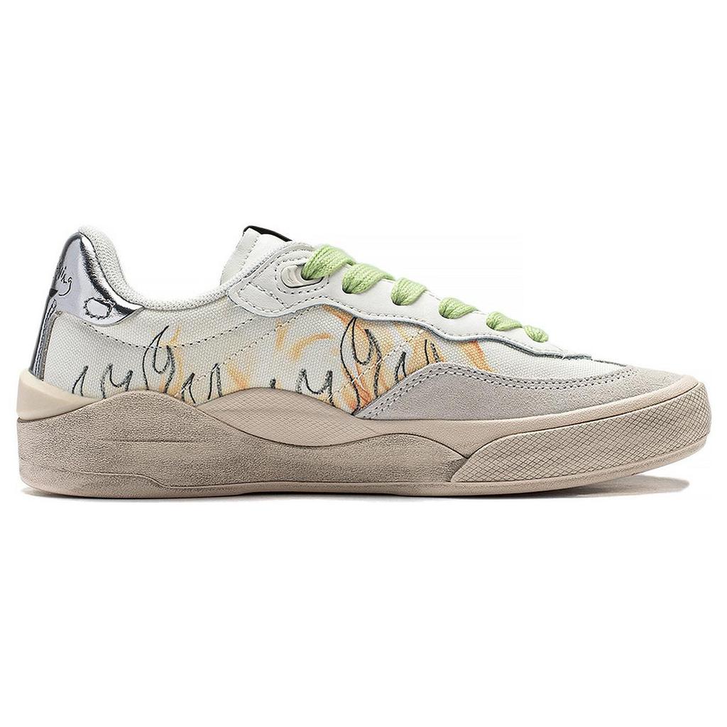 Li Ning Skategeneral Slip Resistant Abrasion Resistant Low top Skateboard Shoes Women's Champagne White AEPSA50-7