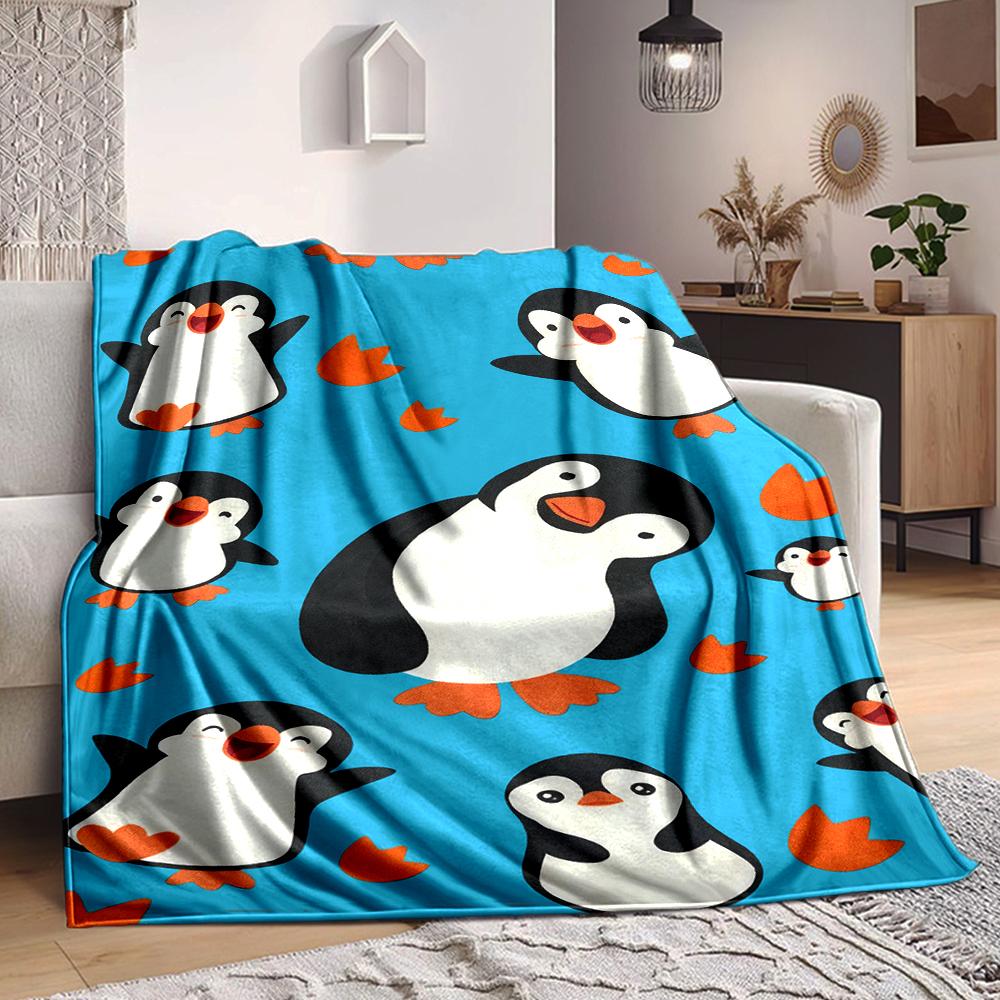 1Pc Penguin Party Blanket Soft And Comfortable Casual Warm Camping Travel Christmas Halloween Xmas Gift M924334